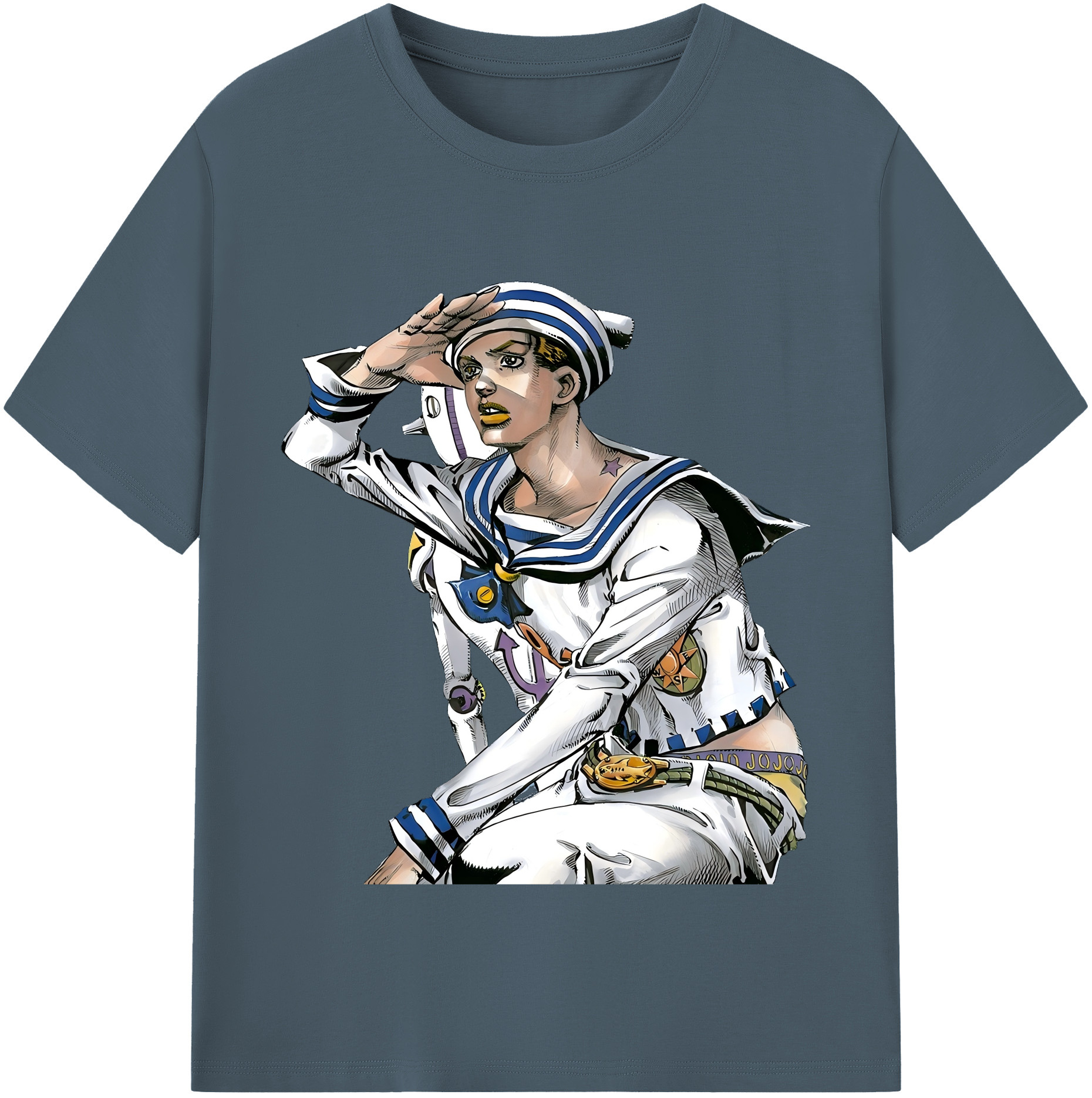 （画像用） ジョジョの奇妙な冒険 東方定助 JoJo's Bizarre Adventure Higashikata Josuke 綿100％半袖Tシャツ（フロントプリント）